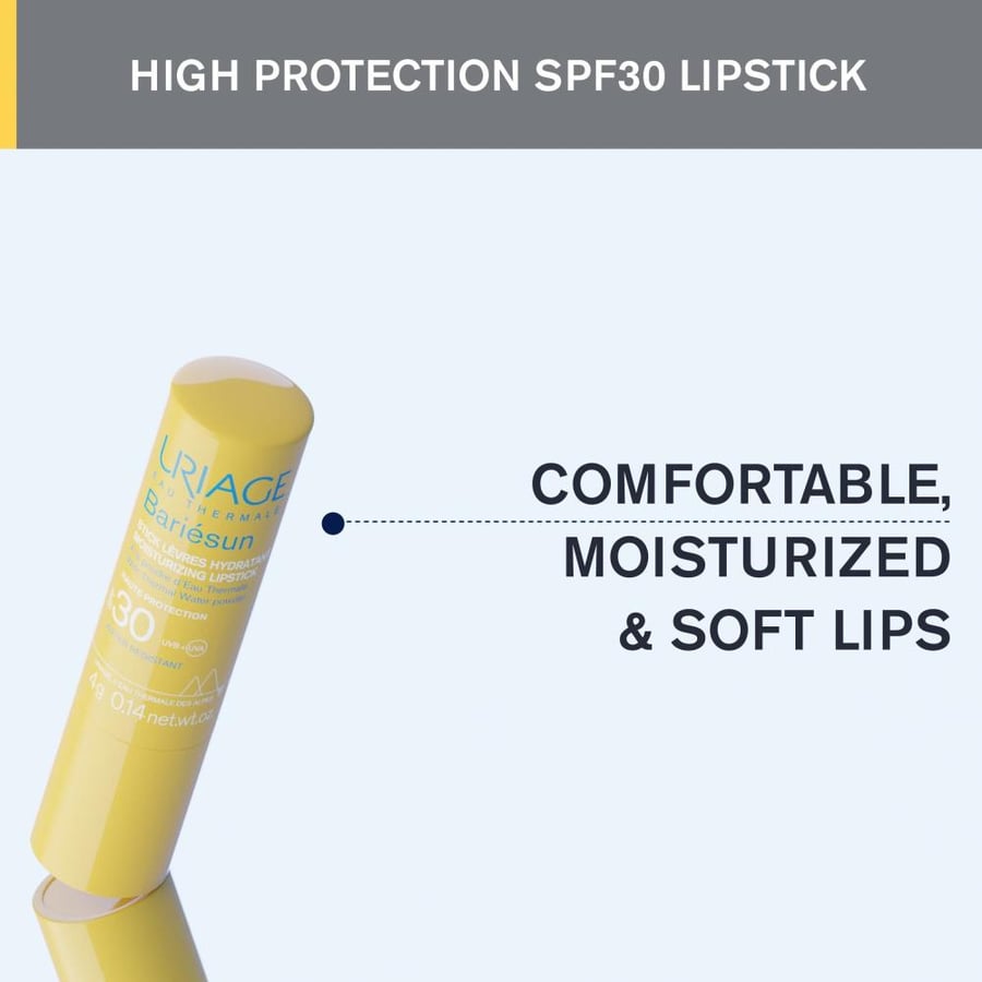 مرطب شفاه باري سن SPF30 من Uriage - 4 جم، لون أصفر