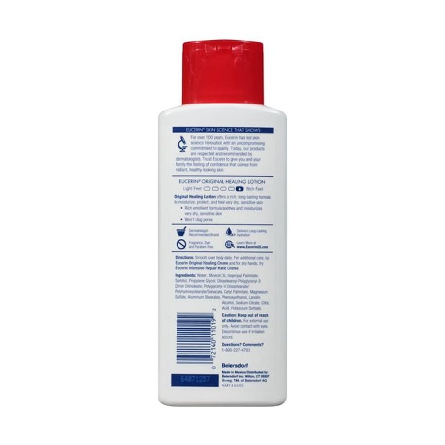 لوشن الجسم للبشرة الجافة جداً خالي العطور من Eucerin - 250 مل