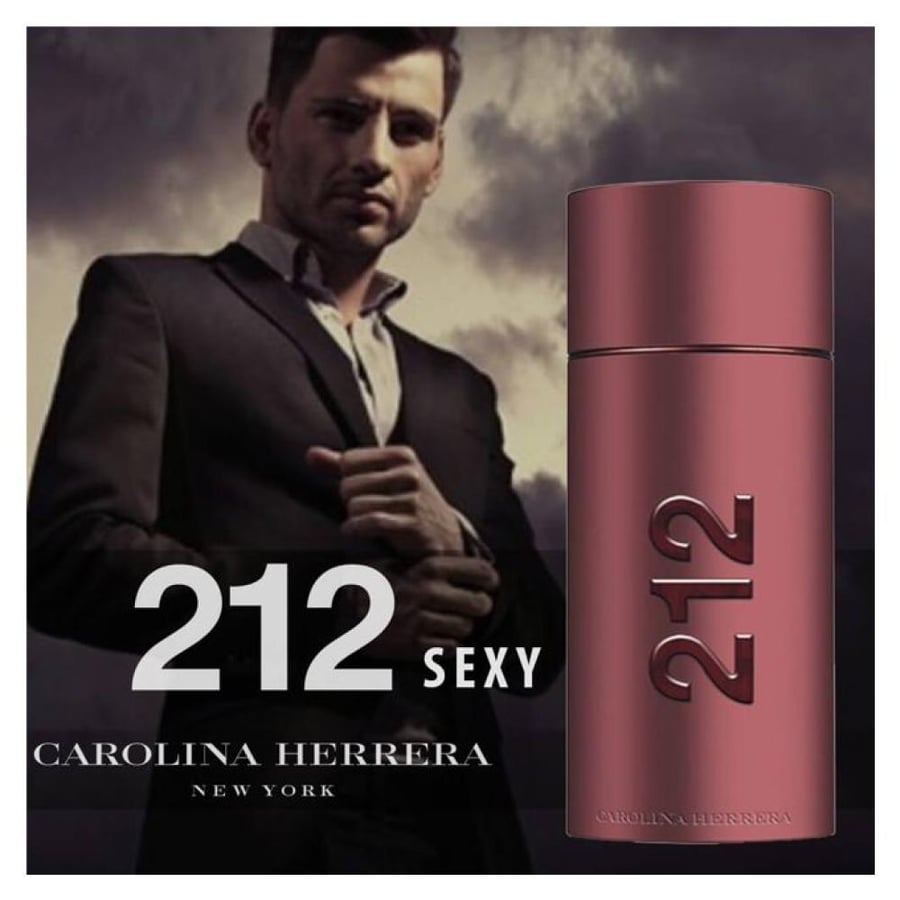 عطر او دي تواليت 212 سيكسي للرجال من Carolina Herrera زجاجة وردي محمر موديل 3700