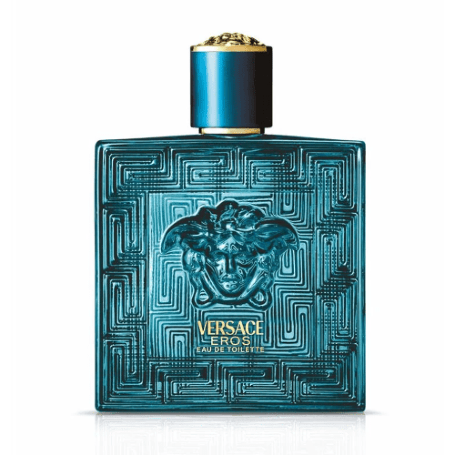 عطر ايروس او دو تواليت من فيرزاتشي زجاجة تركوازي بغطاء ذهبي