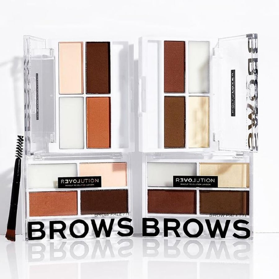 باليت حواجب كولور كولت من Makeup Revolution 4 درجات علبة بيضاء دارك