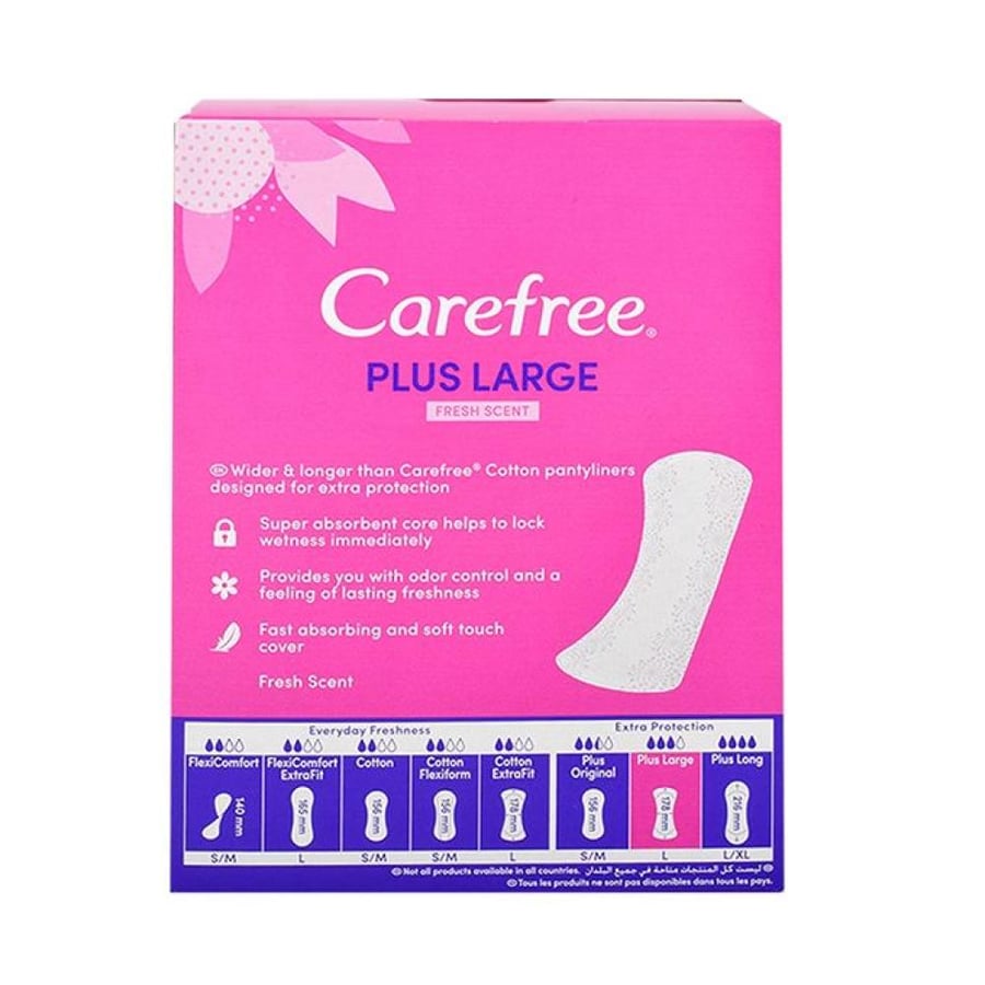 فوط يومية كبيرة معطرة Carefree - 48 قطعة، وردي، موديل 3417