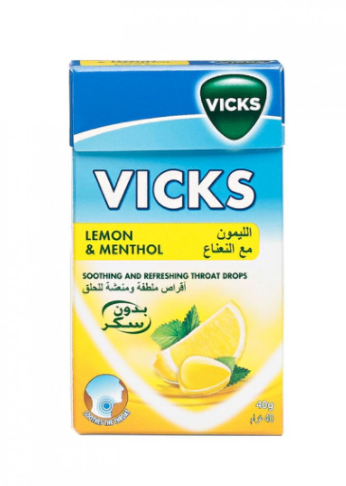 أقراص ملطفة للحلق من VICKS بنكهة ليمون ومنتول علبة