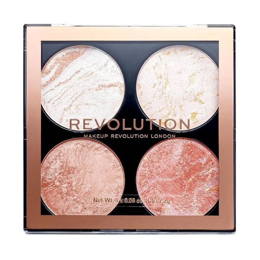 باليت خدود 4 أقراص من Makeup Revolution London بحافظة شفافة