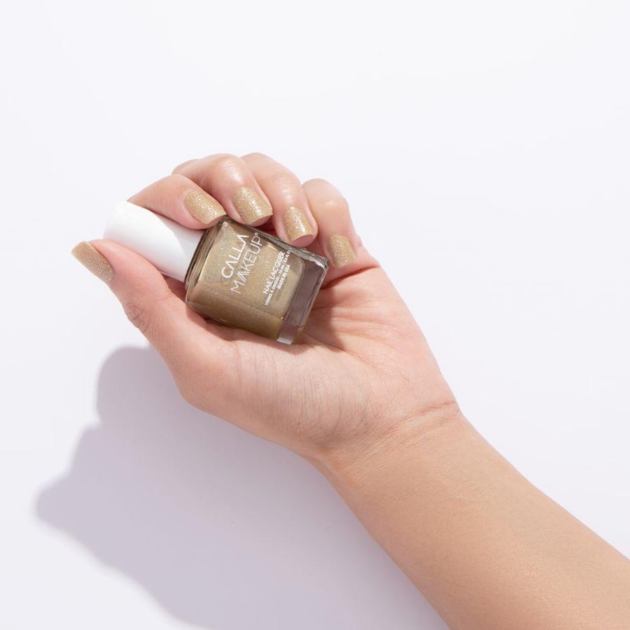 طلاء أظافر غليتر ذهبي Calla Makeup 15 ML بزجاجة زجاجية