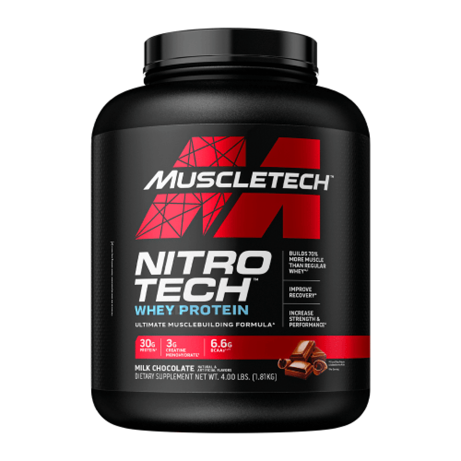 مسحوق بروتين NitroTech بيرفورمانس من MuscleTech شوكولاتة بالحليب