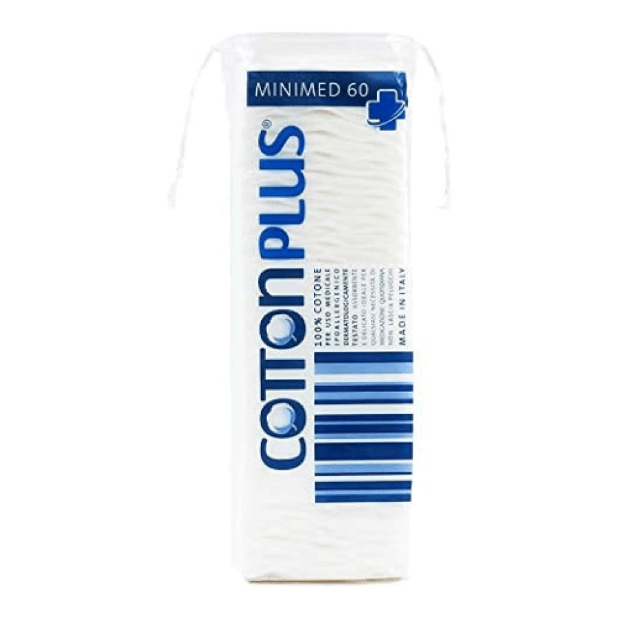 مربعات القطن مينيمايد من Cotton Plus 40 قطعة كيس قابل للغلق أبيض