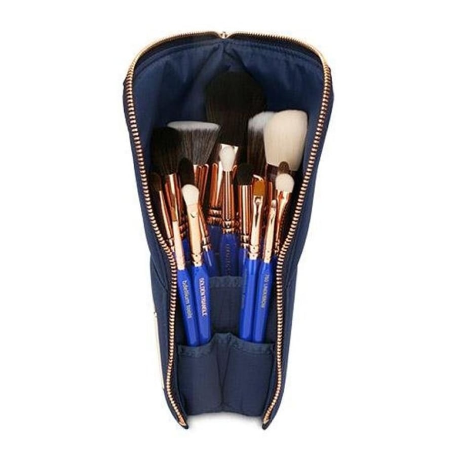 طقم فرش مكياج فاز إي من modelium tools 15 قطعة حقيبة زرقاء