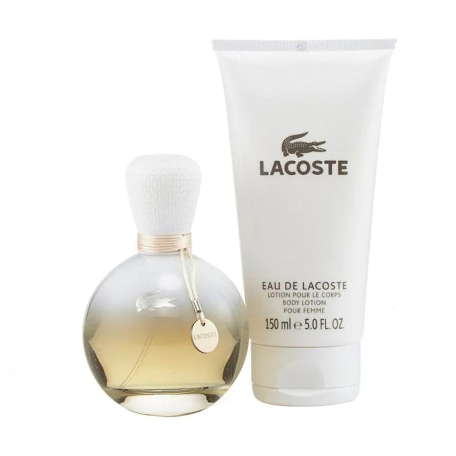 عطر أو دو لاكوست للنساء طقم 2 قطع 150 مل زجاجي أبيض
