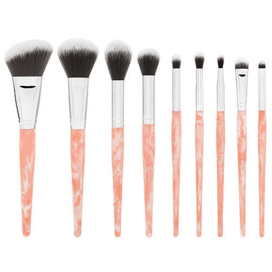 طقم فرش مكياج روز كوارتز من bh cosmetics 9 فرش وردي