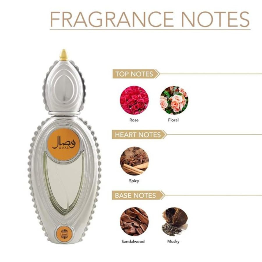 عطر وصال او دي برفيوم زجاجة فضية بيضاوية موديل 3051