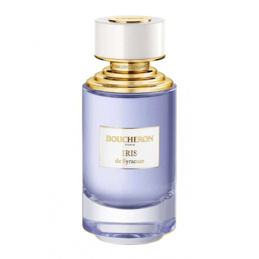عطر او دو برفيوم ايريس دو سيراكيوس من BOUCHERON بزجاج بنفسجي وغطاء أبيض