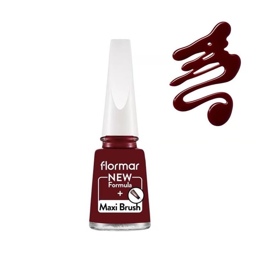 طلاء أظافر نيو فورمولا من فلورمار 406 Dark Red فرشاة