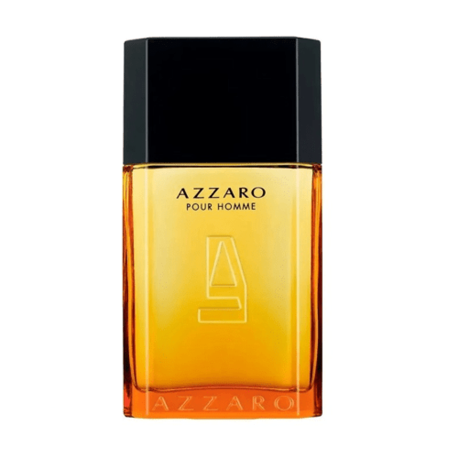 عطر او دو تواليت بور هوم من ازارو زجاجة ذهبية مستطيلة بغطاء أسود