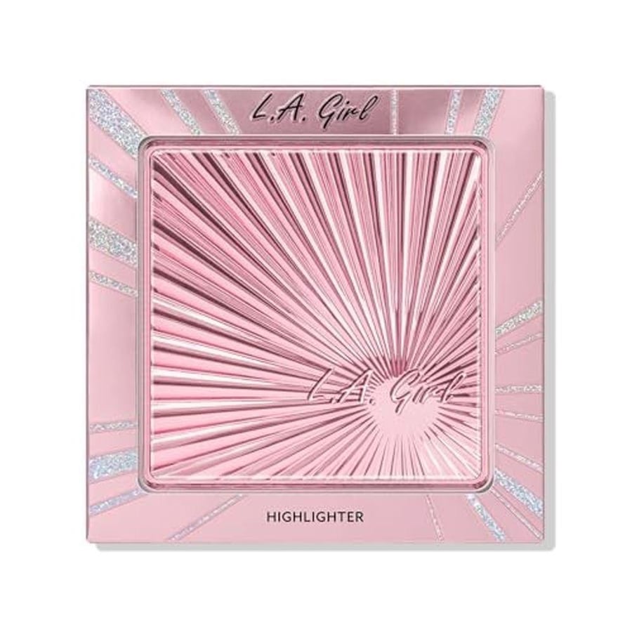 هايلايتر كومباكت Shimmer Sparkle من LA Girl وردي براقة مع مرآة