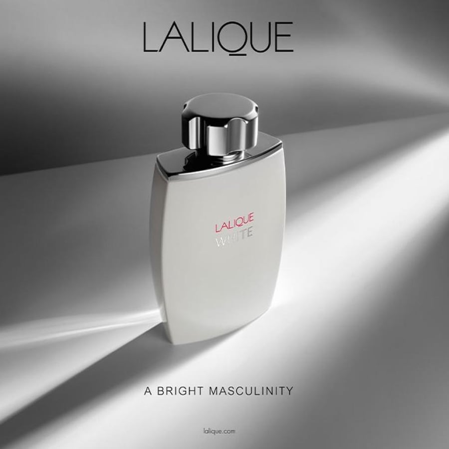 عطر او دو تواليت وايت للرجال من لاليك LALIQUE زجاجة بيضاء وقبعة فضية