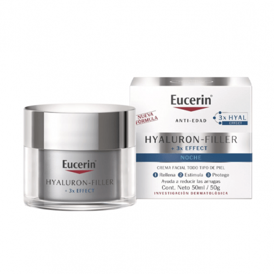 كريم ليلي بحمض الهيالورونيك من Eucerin 50 مل زجاجة فضية