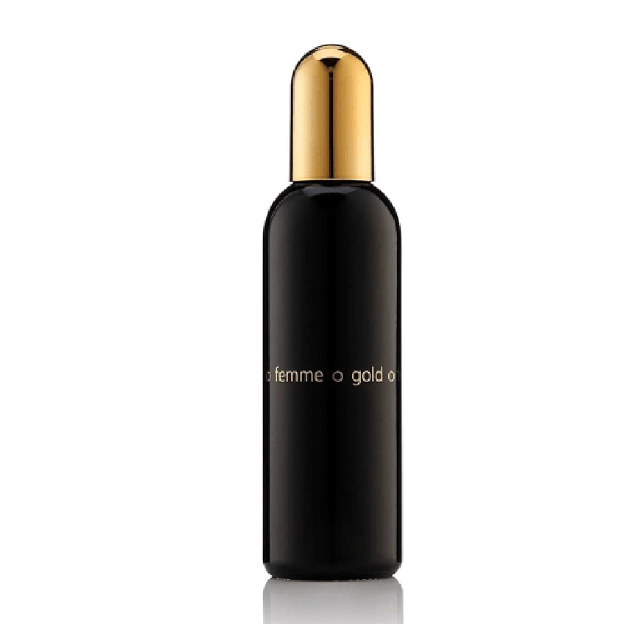 عطر او دو بارفيوم فيمي جولد من Colour Me زجاجة سوداء وغطاء ذهبي
