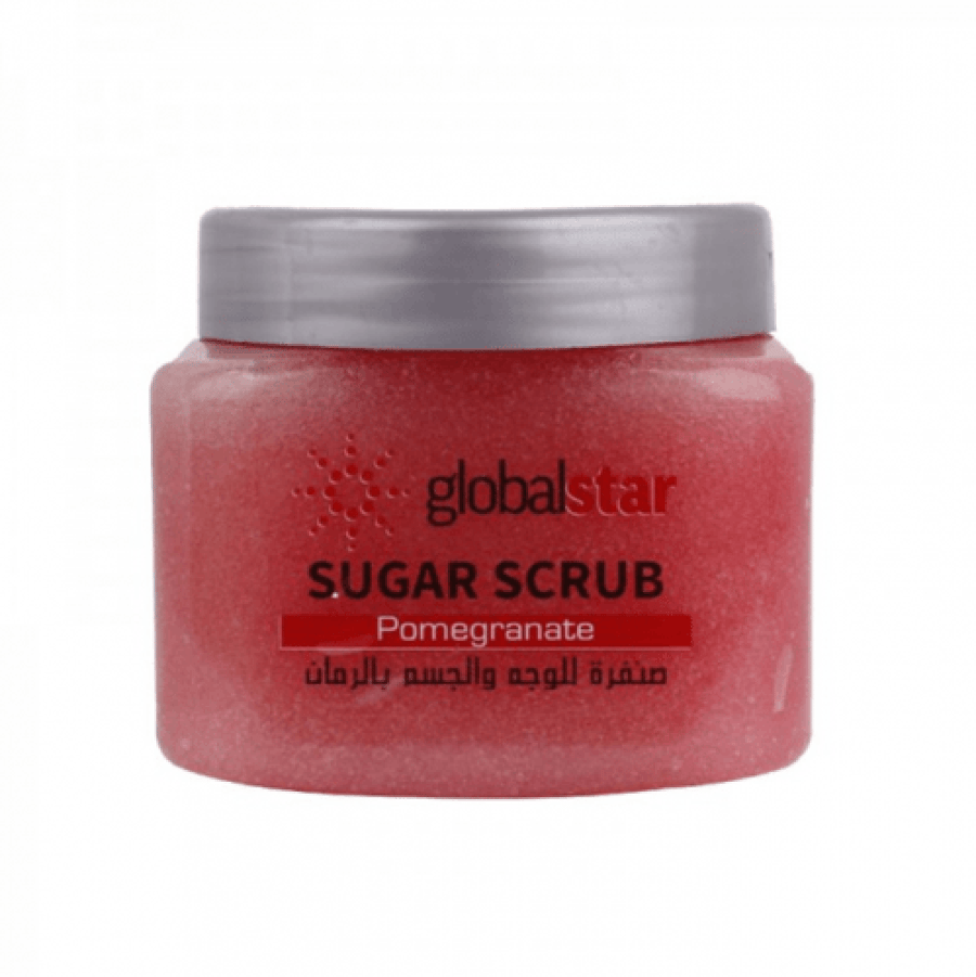مقشر الوجه والجسم بالسكر والرمان من globalstar بحجم 600 جرام