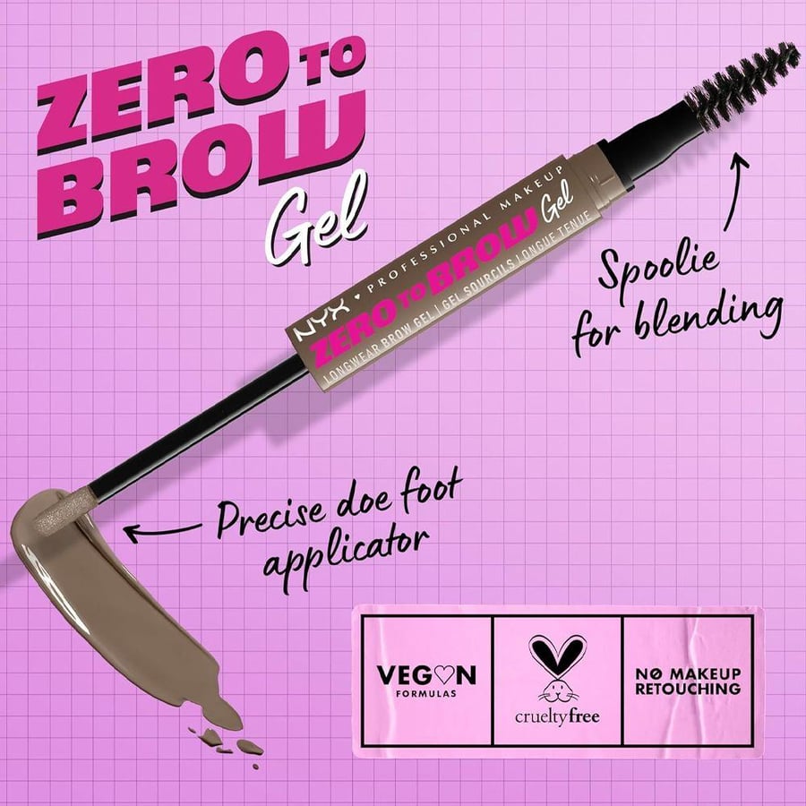 جل حواجب Zero To Brow من NYX تثبيت طبيعي ومظهر محدد