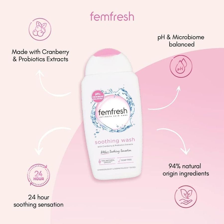 غسول ملطف للمناطق الحميمية العناية القصوى Femfresh 250 مل