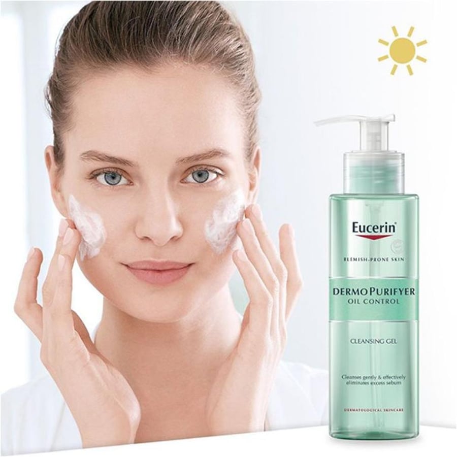 جل منظف للوجه من Eucerin 200 مل لتنقية الدهون والزيوت أخضر