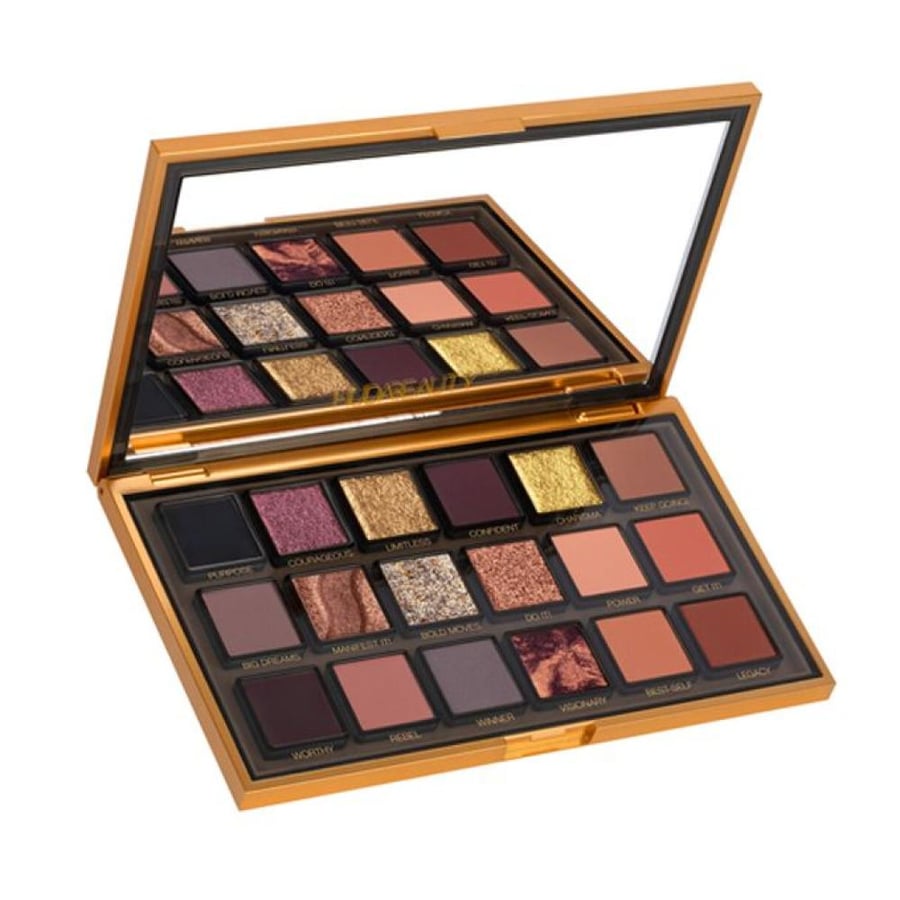 باليت ظلال العيون امباورد من Huda Beauty 18 ظل بدرجات بنية وذهبية