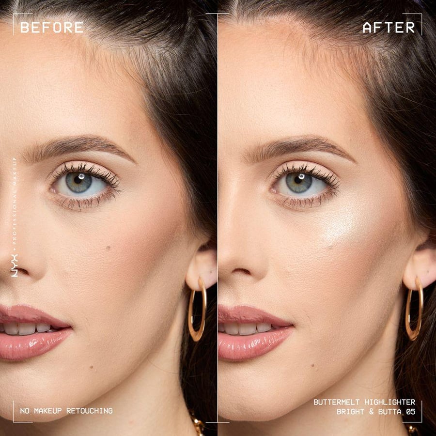 هايلايتر بترميلت من NYX 7 درجات لامعة في علبة كومباكت شفافة