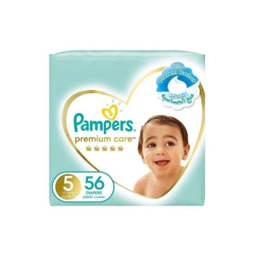 حفاضات من Pampers عناية مميزة رقم 5 للرضع 56 قطعة