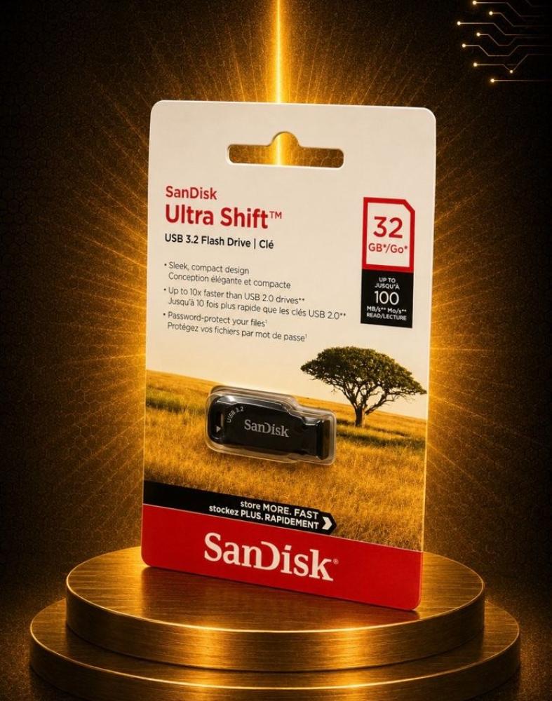 فلاش ميموري سانديسك ألترا شيفت أصلية 32 جيجا USB 3.2 بسرعة قراءة تصل إ