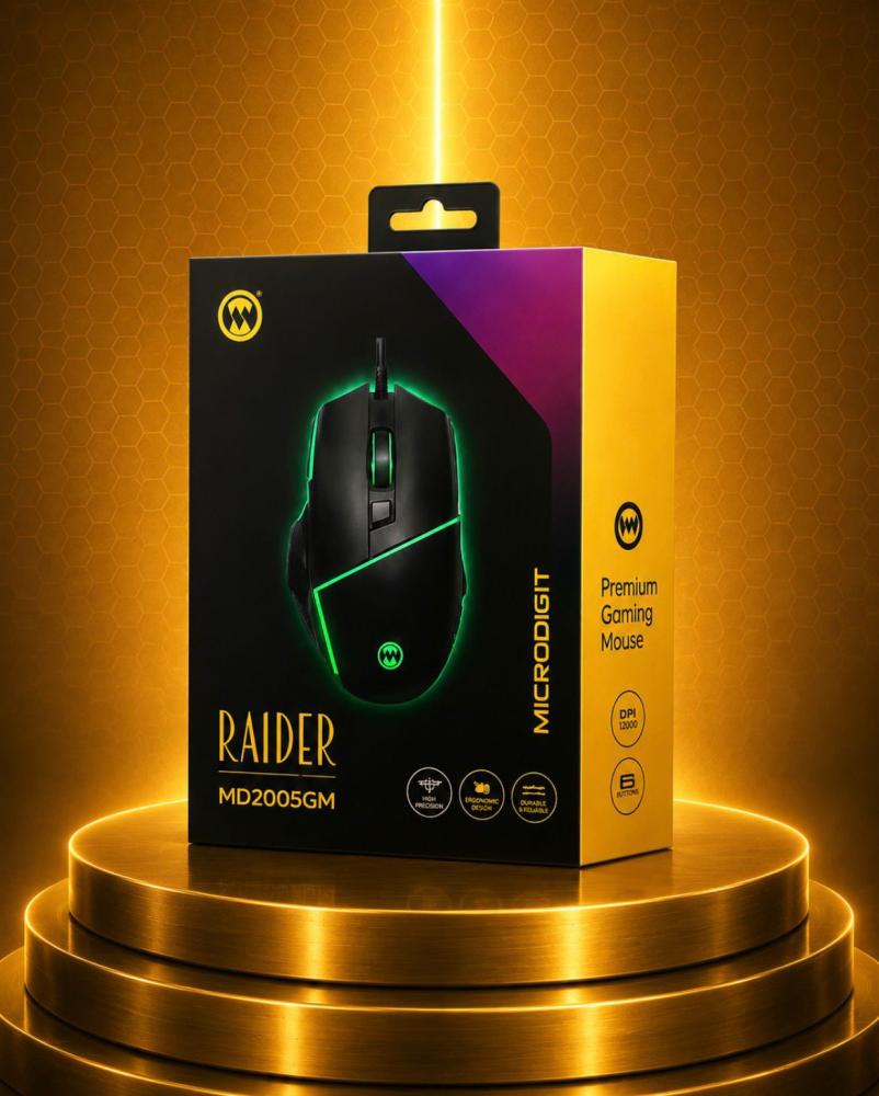 ماوس Raider للألعاب – دقة 12000 DPI – تصميم مريح –