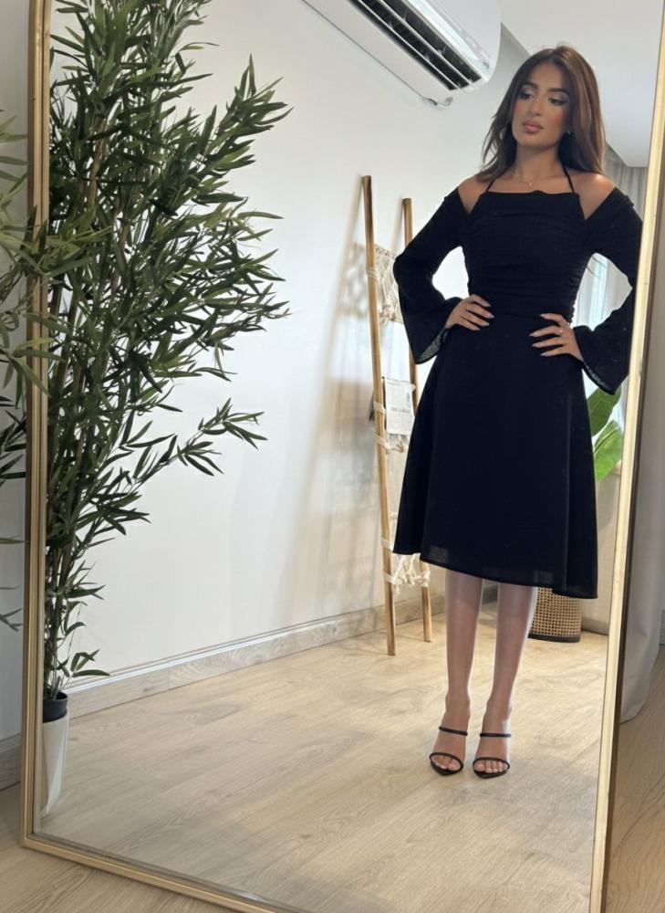Mini linen dress with pleats