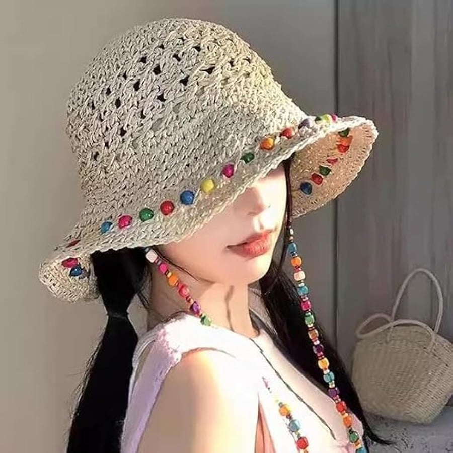 قبعة شمس نسائية بحافة عريضة