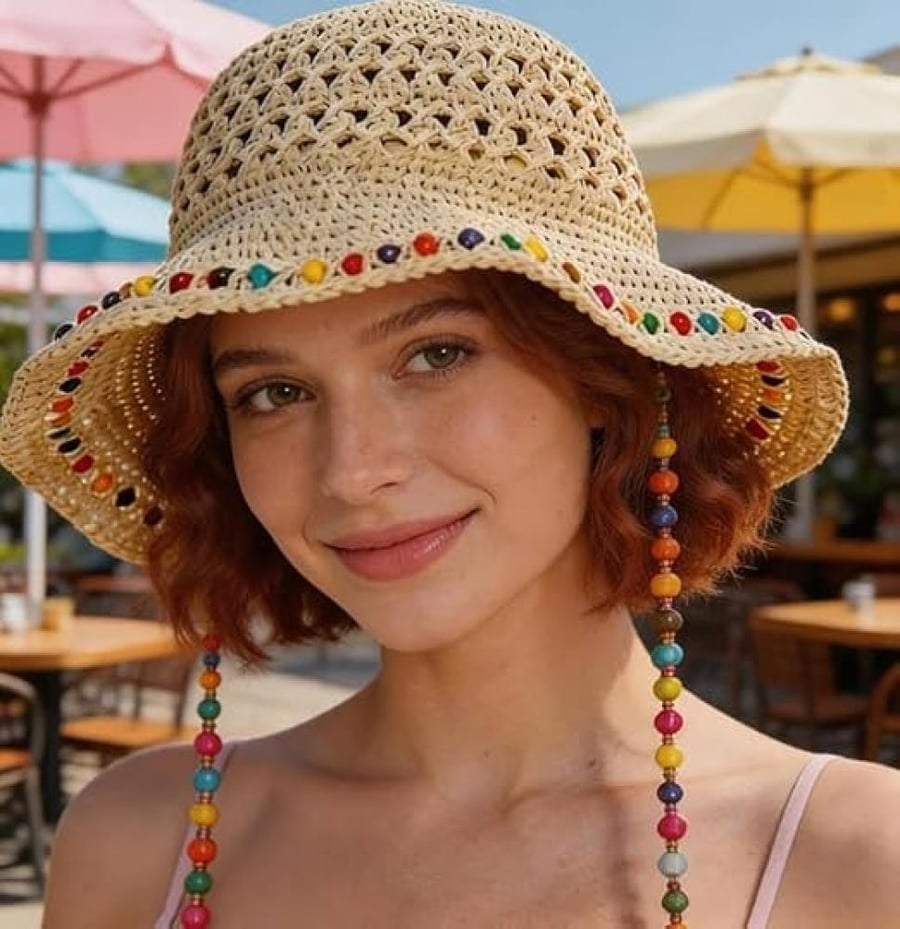 قبعة شمس نسائية بحافة عريضة