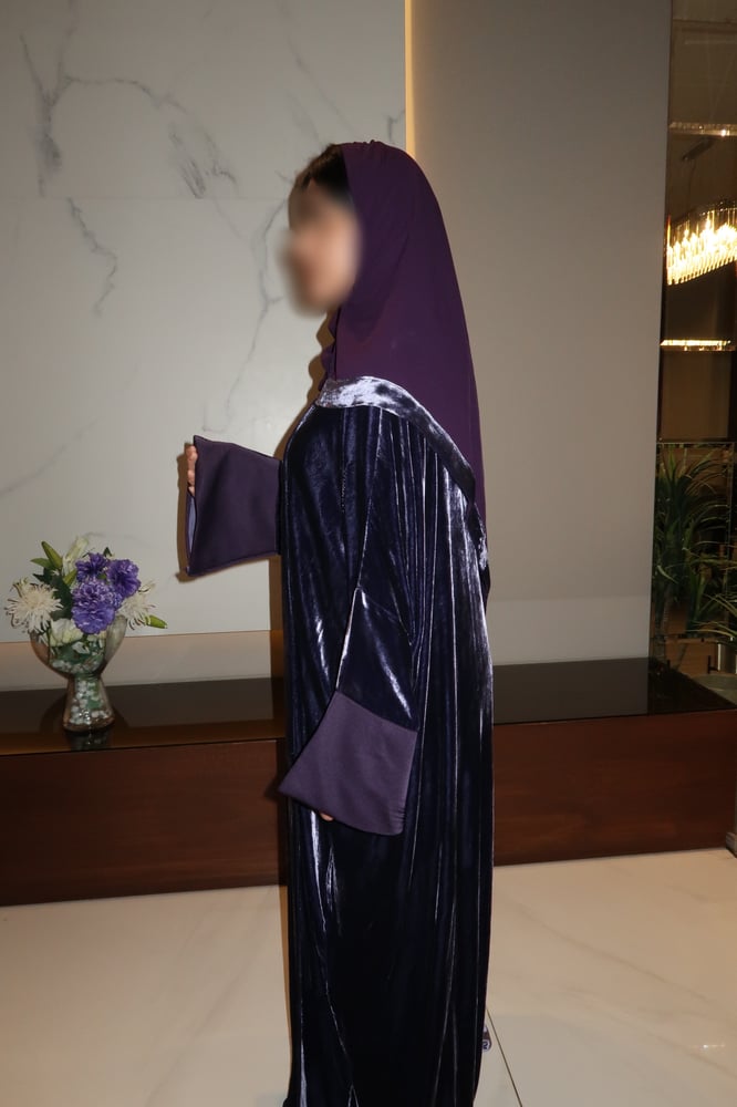 Half Bisht Abaya, Purple Pure Silk Velvet