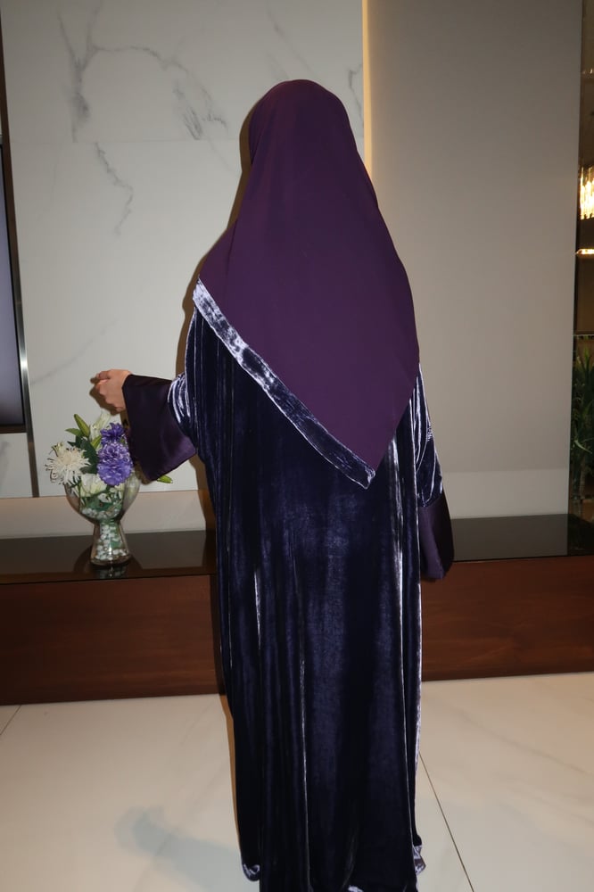 Half Bisht Abaya, Purple Pure Silk Velvet