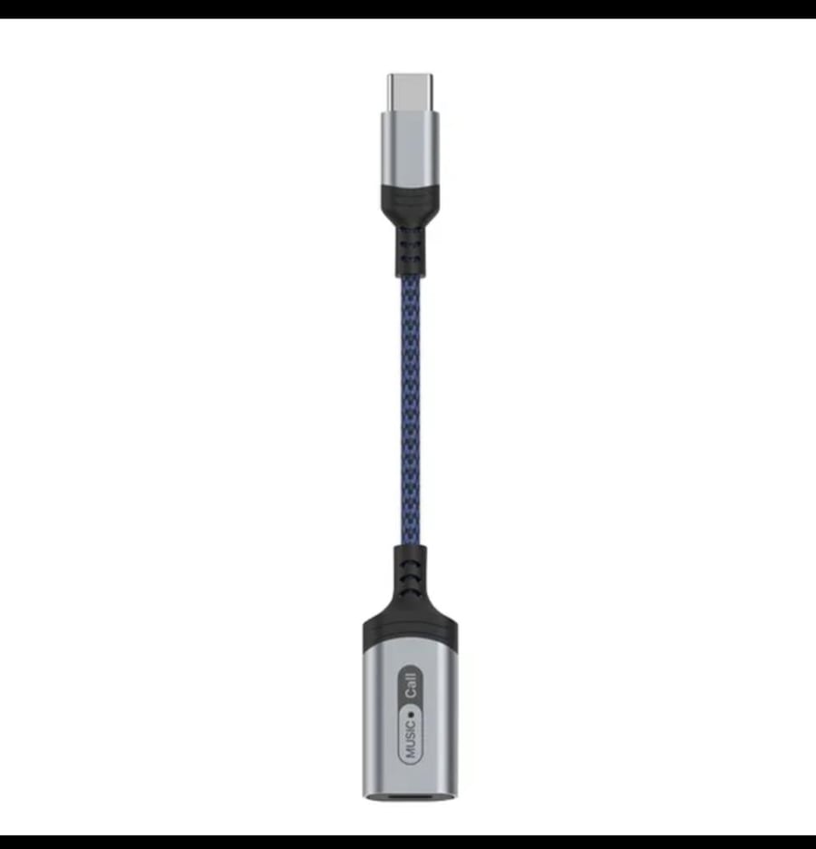محول صوت USB-C إلى Lightning مع ضوء مؤشر - موديل MH-306 - أزرق