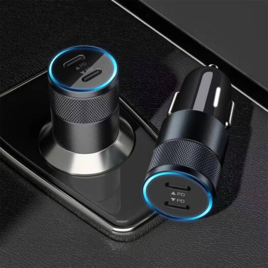 شاحن سيارة BAYKRON سريع 40 واط بمنفذين USB-C مع دعم PD 3.0 وضوء LED – ضمان عالمي