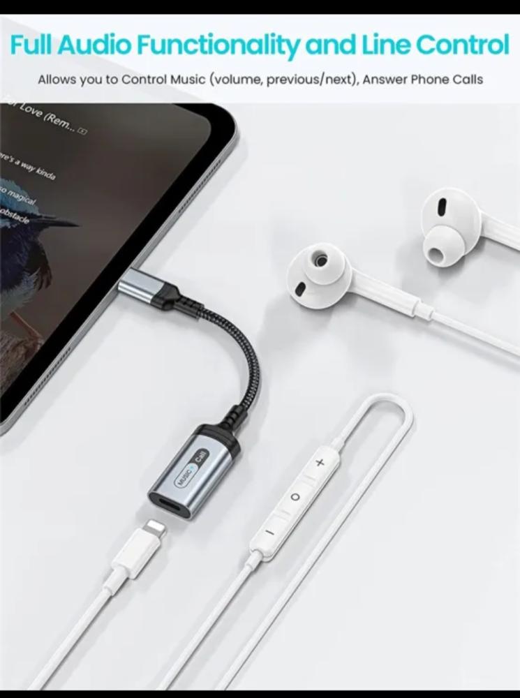 محول صوت USB-C إلى Lightning مع ضوء مؤشر - موديل MH-306 - أزرق