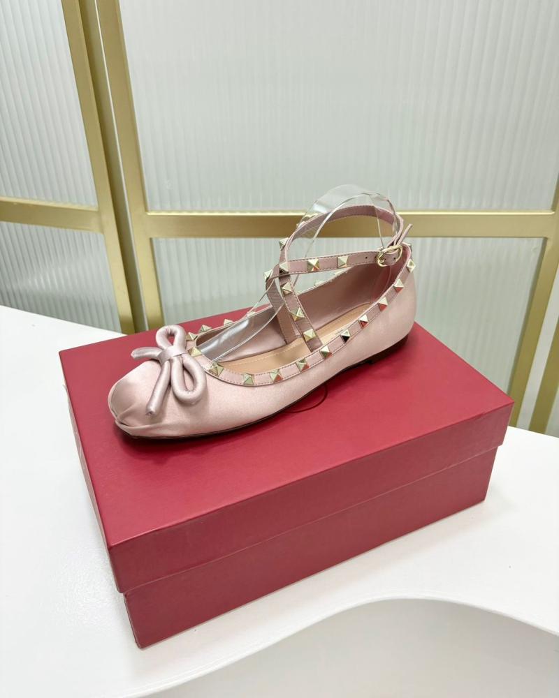 Rockstud satin ballet flats