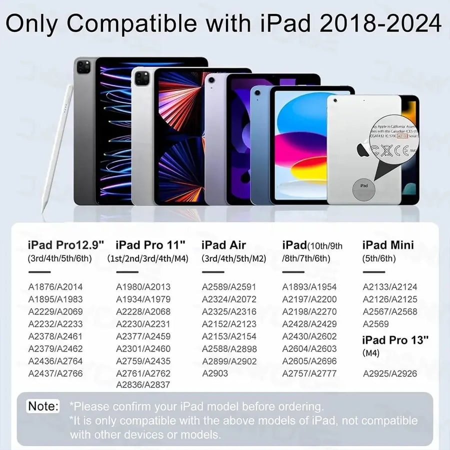 قلم iPad 2024/Pro/Air/Mini مع Palm Rejection