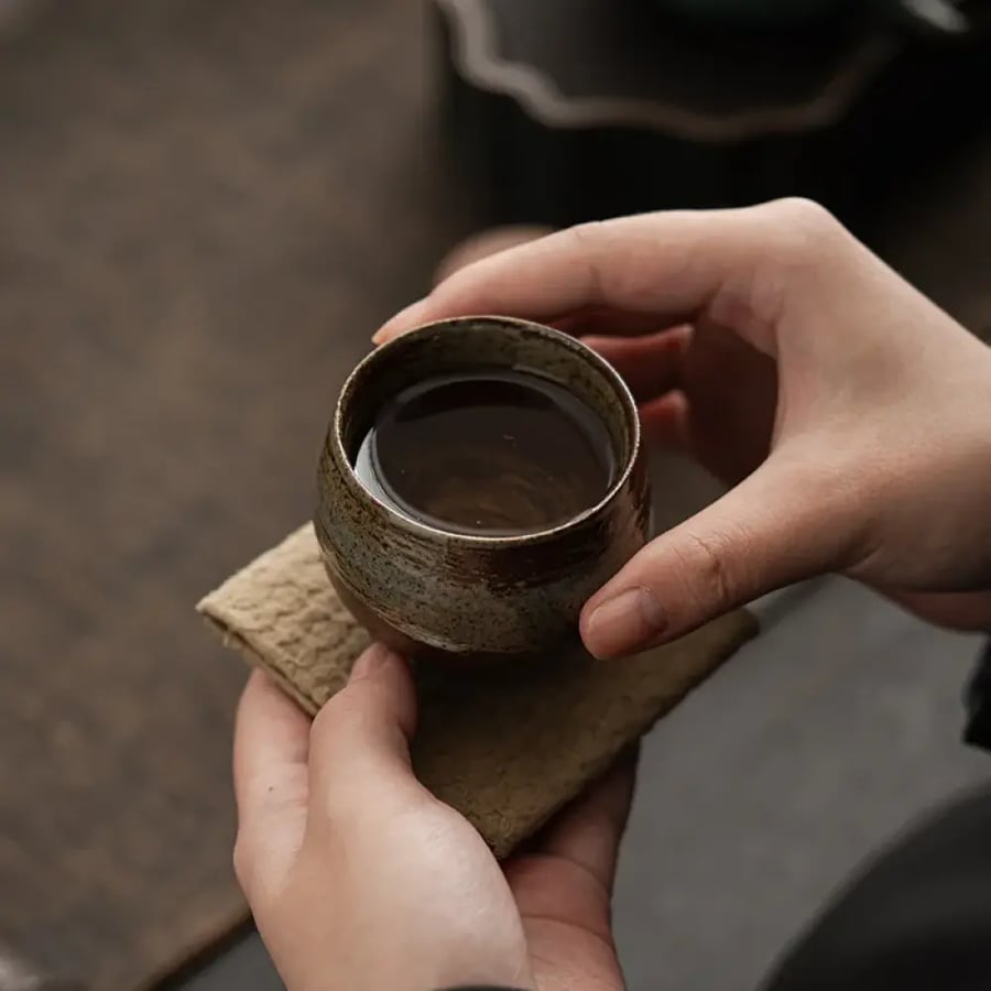 كوب شاي سيراميك كونغ فو ياباني يدوي