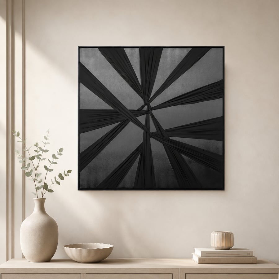 لوحة حائط مربعة بإطار أسود مقاس 80 × 80 سم