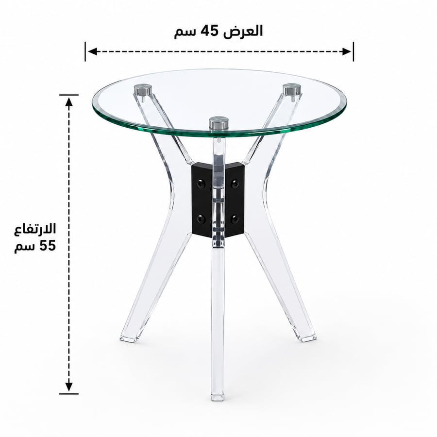 طاولة خدمة مفردة زجاجية أسود