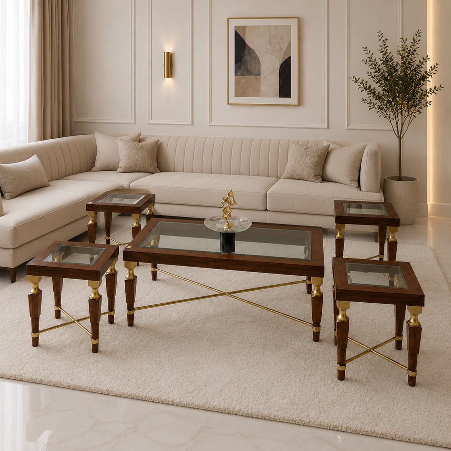 طقم طاولات سنديان 1+4