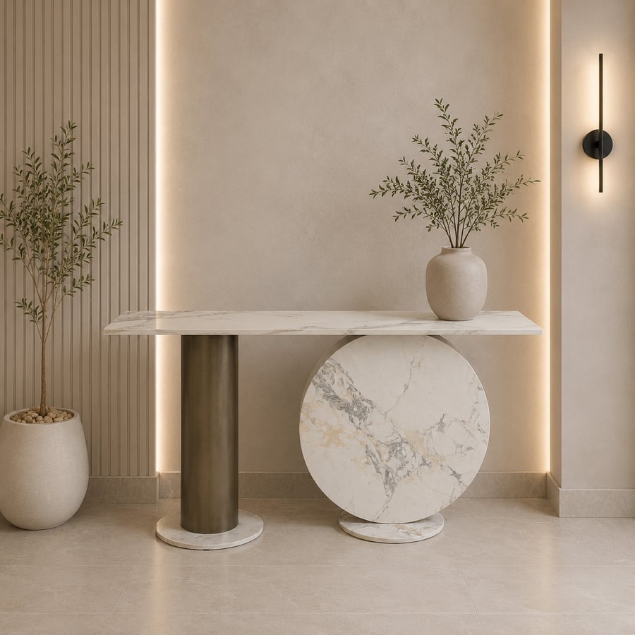 Marble entrance with steel