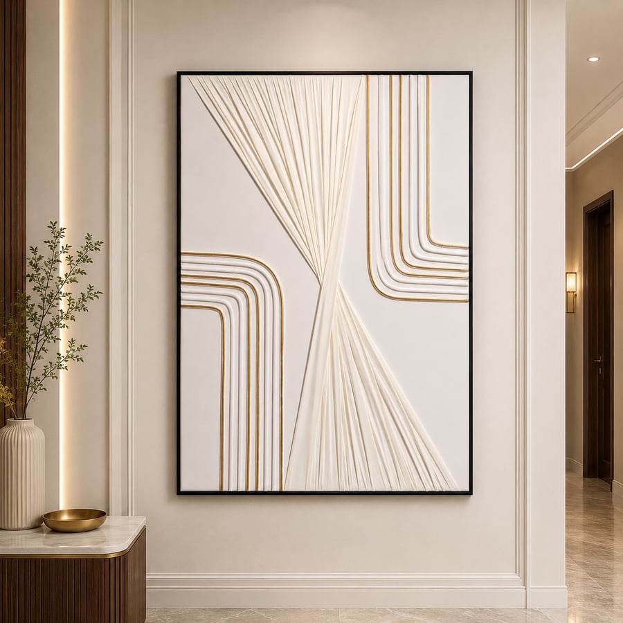لوحة فنية مودرن بإطار أسود مقاس 80 × 120 سم