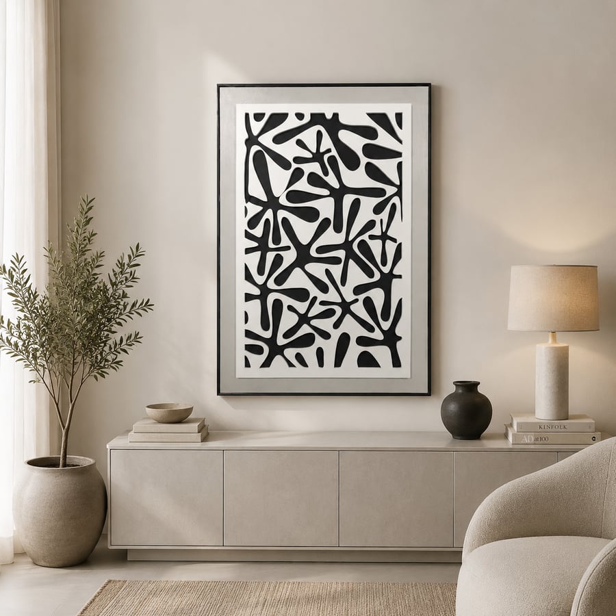 لوحة ديكور بإطار أسود مقاس 120 × 80 سم