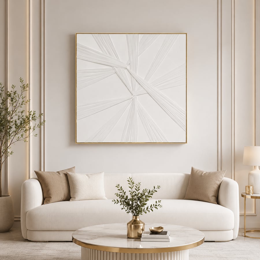لوحة ديكور مربعة بإطار ذهبي مقاس 80 × 80 سم