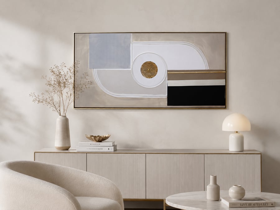 لوحة ديكور طولية بإطار ذهبي مقاس 70 × 140 سم